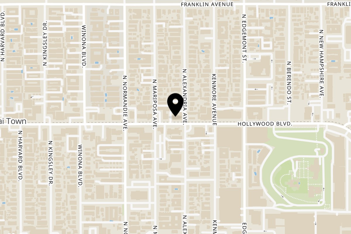 Map showing the location of Hollywood Wraps & Grill on 5009 Hollywood Blvd in Los Angeles